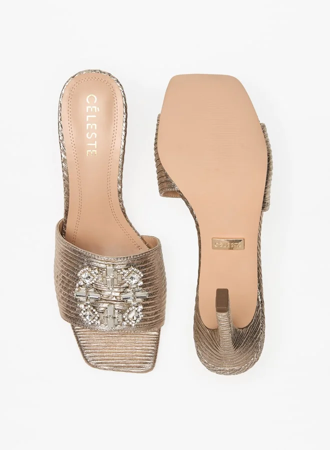 Celeste Women's Embellished Slip-On Sandals with Stiletto Heels