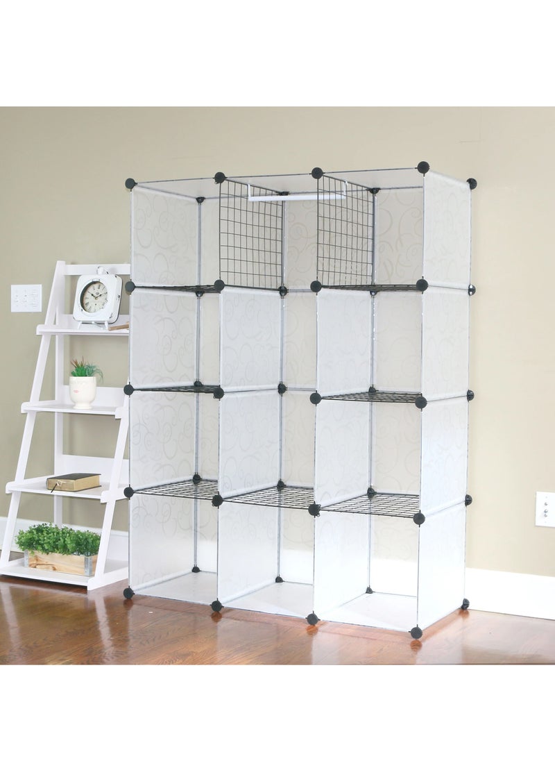 DubaiGallery - 12 Cube Plastic Shoe Storage Organizer Units, Stackable Shoe Organizing Rack, Closed Shoe Organizer Boxes Bins with Doors, Space Saving Shoe Storage Cabinet for Heels, Boots, Slippers - Image 1