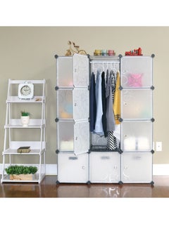 12 Cube Plastic Shoe Storage Organizer Units, Stackable Shoe Organizing Rack, Closed Shoe Organizer Boxes Bins with Doors, Space Saving Shoe Storage Cabinet for Heels, Boots, Slippers