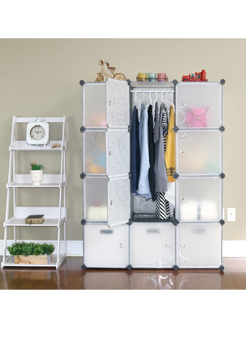 DubaiGallery - 12 Cube Plastic Shoe Storage Organizer Units, Stackable Shoe Organizing Rack, Closed Shoe Organizer Boxes Bins with Doors, Space Saving Shoe Storage Cabinet for Heels, Boots, Slippers - Image 1