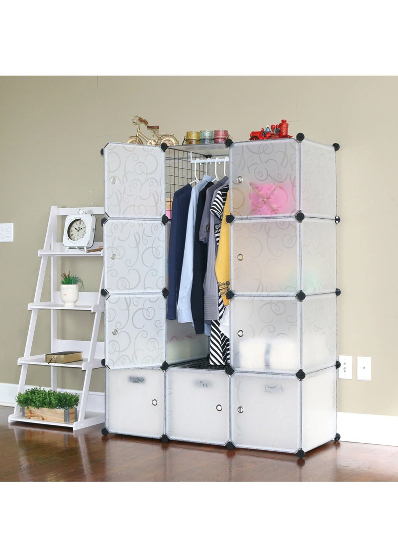DubaiGallery - 12 Cube Plastic Shoe Storage Organizer Units, Stackable Shoe Organizing Rack, Closed Shoe Organizer Boxes Bins with Doors, Space Saving Shoe Storage Cabinet for Heels, Boots, Slippers - Image 1