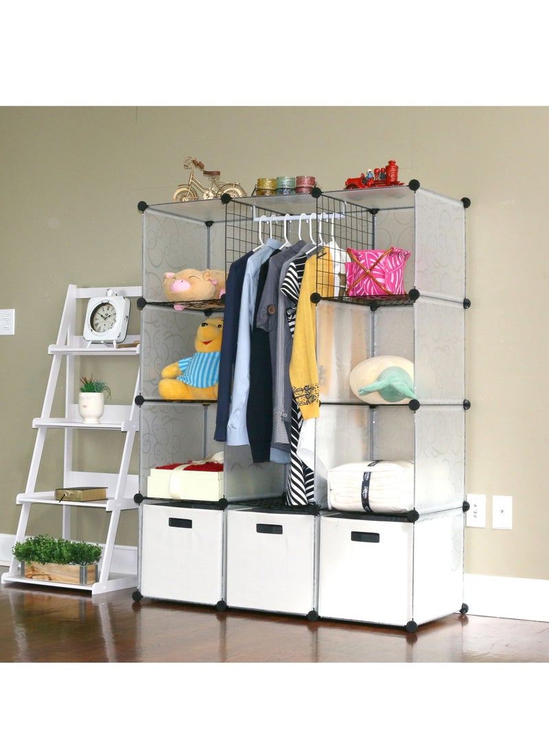 DubaiGallery - 12 Cube Plastic Shoe Storage Organizer Units, Stackable Shoe Organizing Rack, Closed Shoe Organizer Boxes Bins with Doors, Space Saving Shoe Storage Cabinet for Heels, Boots, Slippers - Image 1