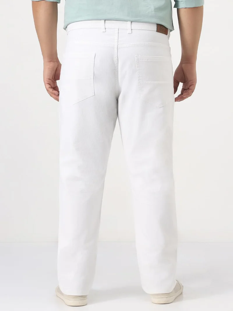 Urbano Fashion  Urbano Plus Men's White Straight Fit Washed Jeans Stretchable  | Best Price UAE