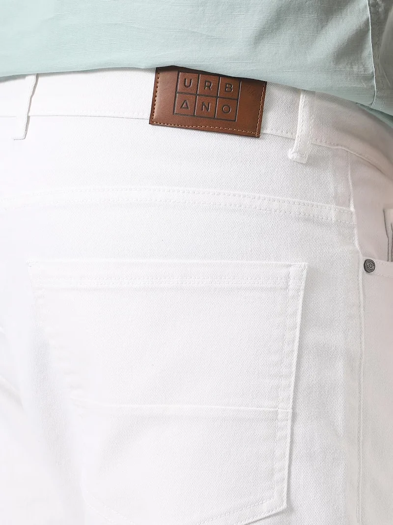 Urbano Fashion  Urbano Plus Men's White Straight Fit Washed Jeans Stretchable  | Best Price UAE