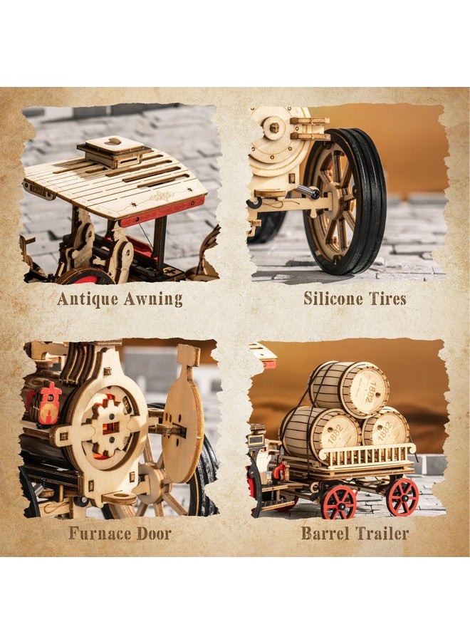 RoWood 3D Puzzles For Adults,Steam Engine Model Kit,1:28 Scale Mechanical Steam Locomotive Wooden Puzzle,469Pcs,Assembly Time 6H, Awesome Gifts For Adults&Teens  - Image 3