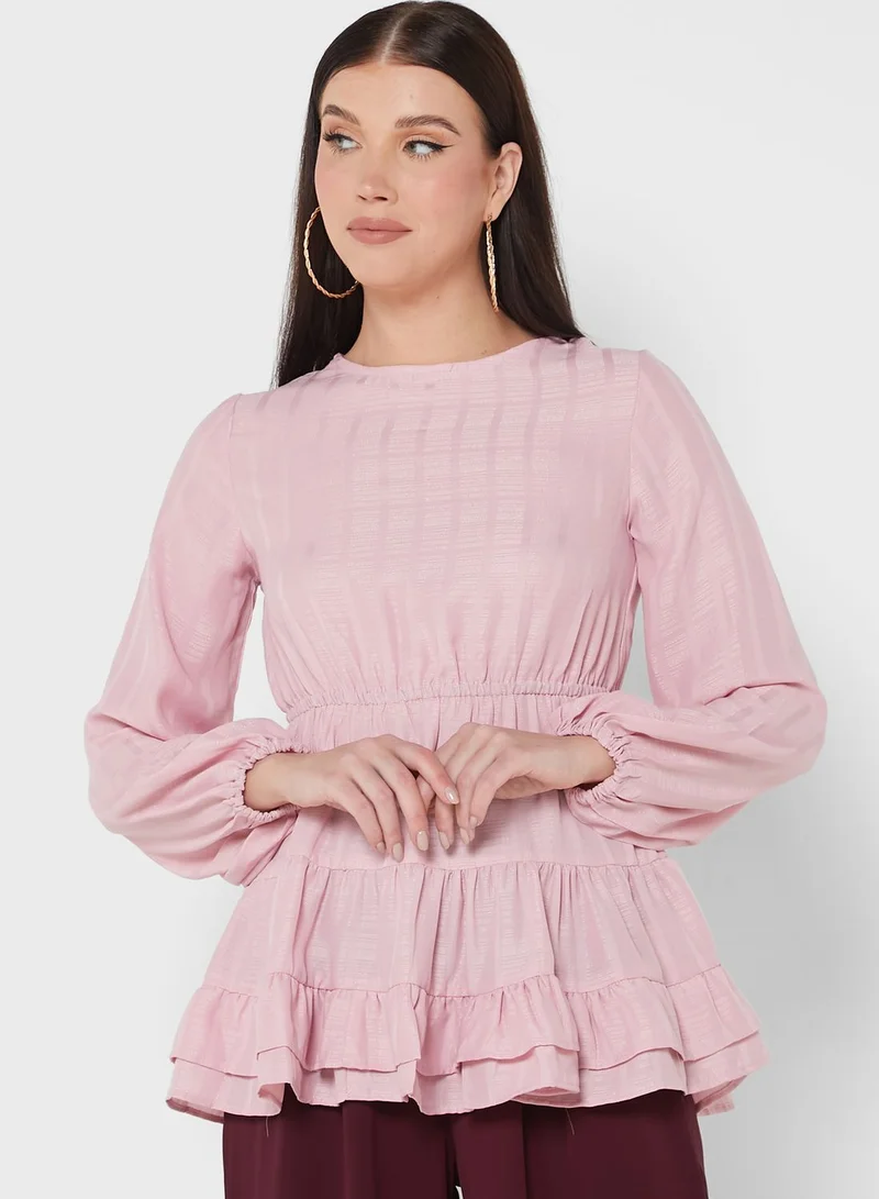 Khizana Textured Detail Solid Tunic