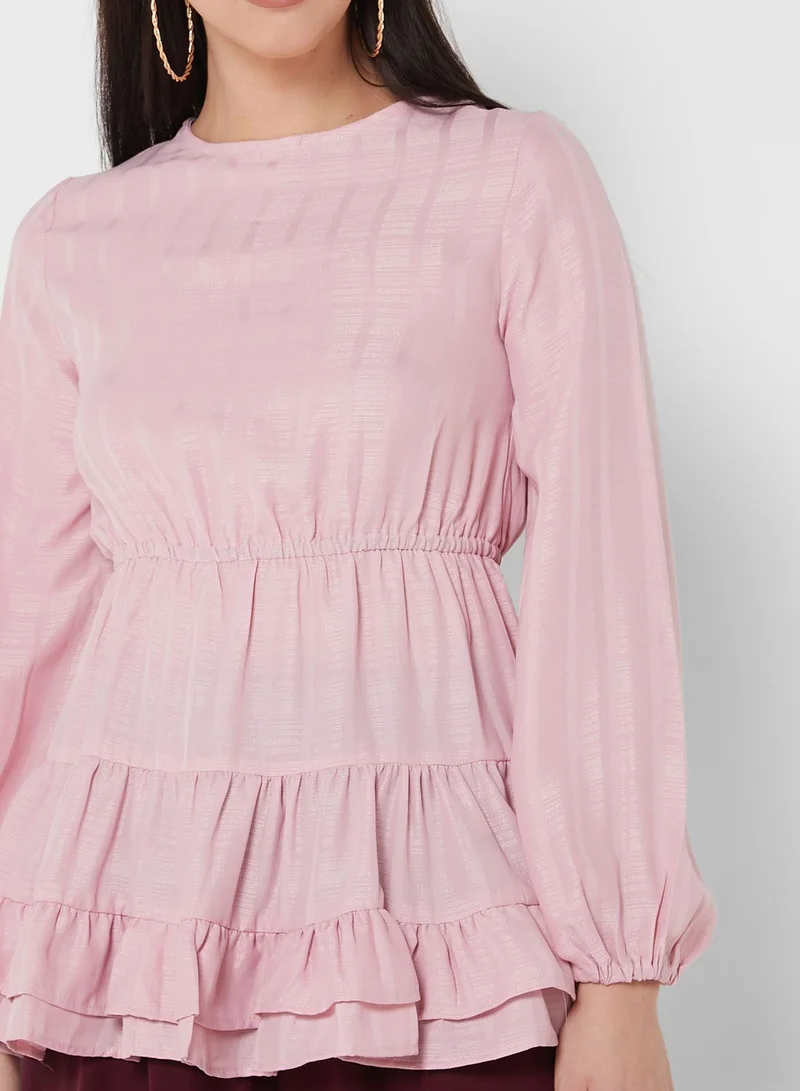Khizana Textured Detail Solid Tunic