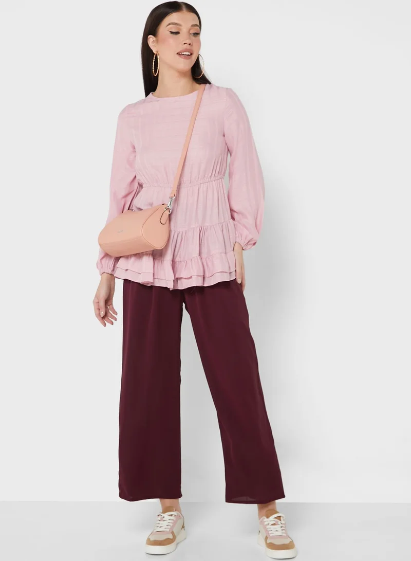 Khizana Textured Detail Solid Tunic