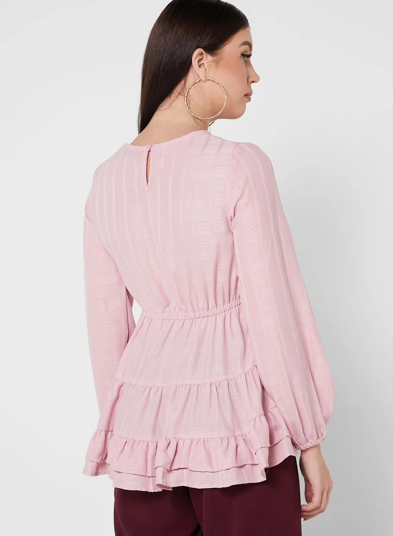Khizana Textured Detail Solid Tunic