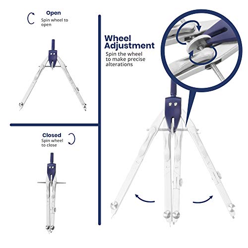 Pacific Arc Quick Speed Bow Compass with Extension bar, Universal Adaptor, 6 inch Break Leg, and Replacement Lead - Image 4