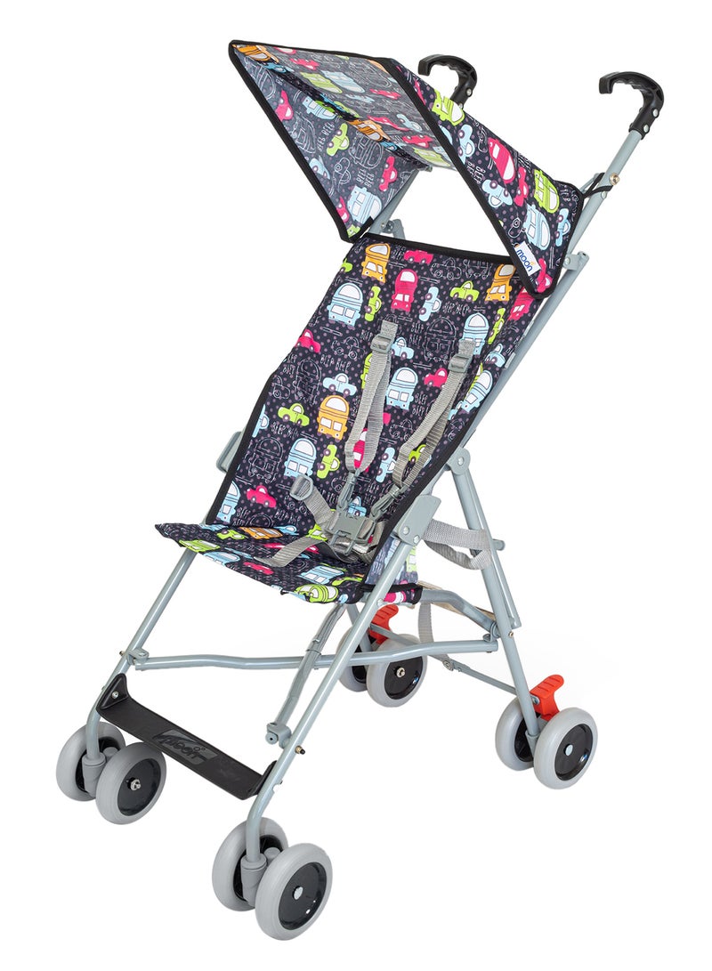 Moon Jet Baby Stroller – Lightest Buggy, Umbrella Fold, Wide Canopy, Compact for Travel, 6m to 3yrs (up to 15kg) – Printed Cars - Image 1