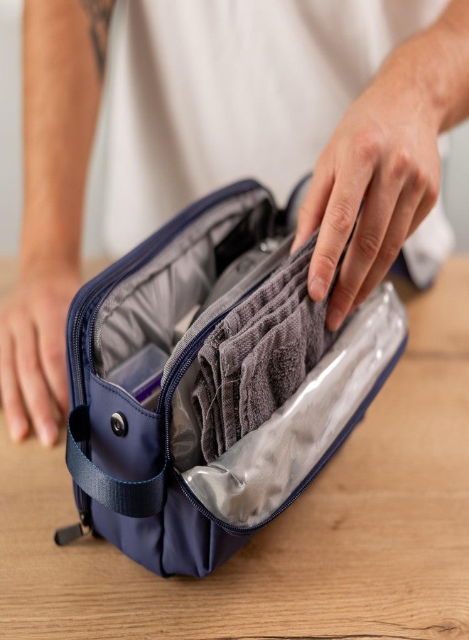 Carrywell (Not Made In China) Toiletry Bag For Men, Shaving Kit, Travel Organizer Dopp Kit, Interior Compartments and Pockets For Toiletries and Accessories, Blue - Image 5