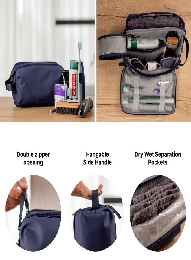 Carrywell (Not Made In China) Toiletry Bag For Men, Shaving Kit, Travel Organizer Dopp Kit, Interior Compartments and Pockets For Toiletries and Accessories, Blue - Image 2