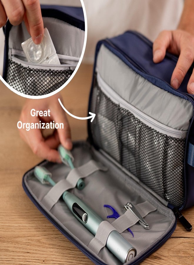 Carrywell (Not Made In China) Toiletry Bag For Men, Shaving Kit, Travel Organizer Dopp Kit, Interior Compartments and Pockets For Toiletries and Accessories, Blue - Image 3
