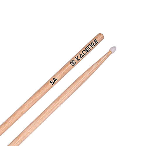 Kadence Classic Drum Sticks Hickory Wood, Nylon Tip For Kids, Begginers and Adults (5A) - Image 1