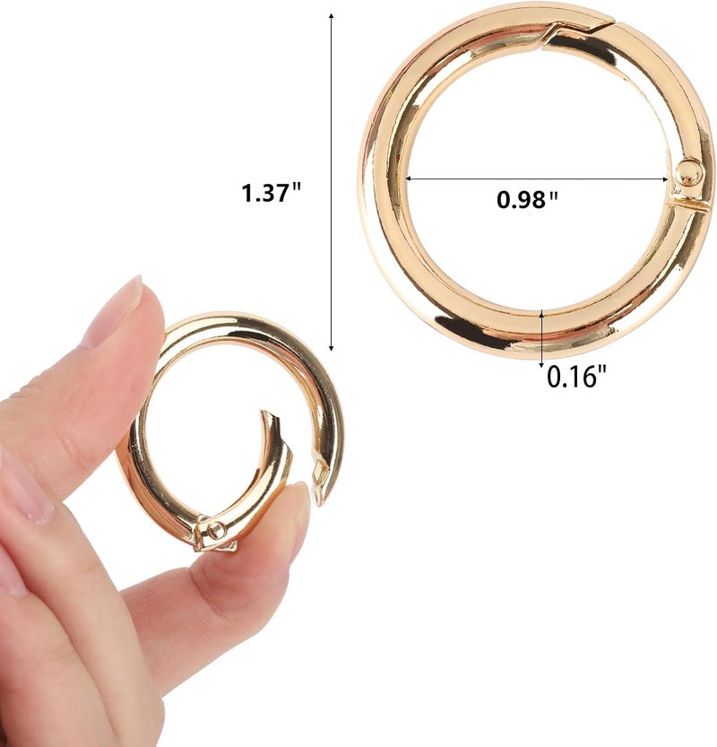 Spring Loaded O Rings 25 Mm Inner Diameter Rust Proof Zinc Alloy Round Spring Hooks - Effortless Secure Closure Quick Attachment Carabiner for Keychains Dog Leashes Craft Projects Bags - Image 3