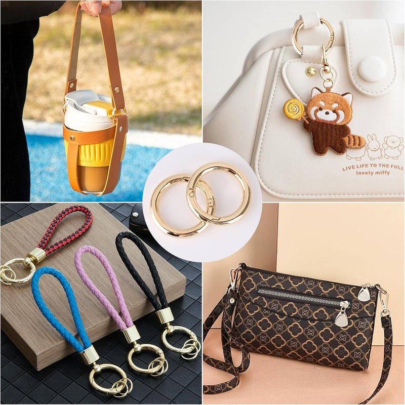 Spring Loaded O Rings 25 Mm Inner Diameter Rust Proof Zinc Alloy Round Spring Hooks - Effortless Secure Closure Quick Attachment Carabiner for Keychains Dog Leashes Craft Projects Bags - Image 5