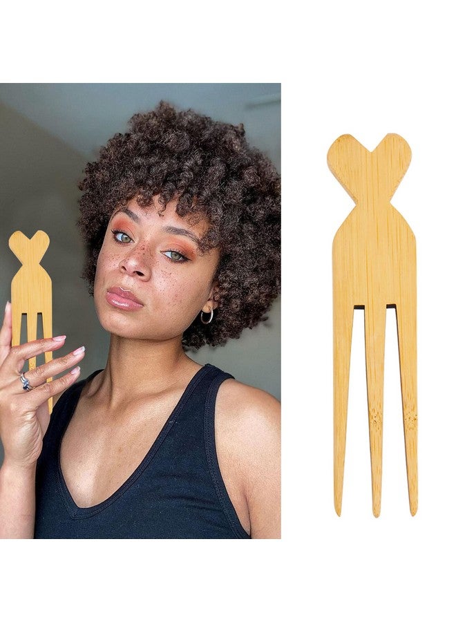 Jelyne African Comb For Hair Wide Tooth Pick Comb Three Prong Afro Pick For Curly Hair - Image 1