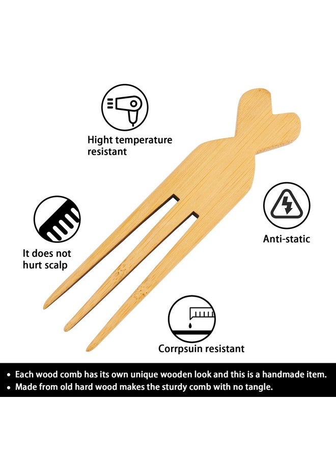Jelyne African Comb For Hair Wide Tooth Pick Comb Three Prong Afro Pick For Curly Hair - Image 3
