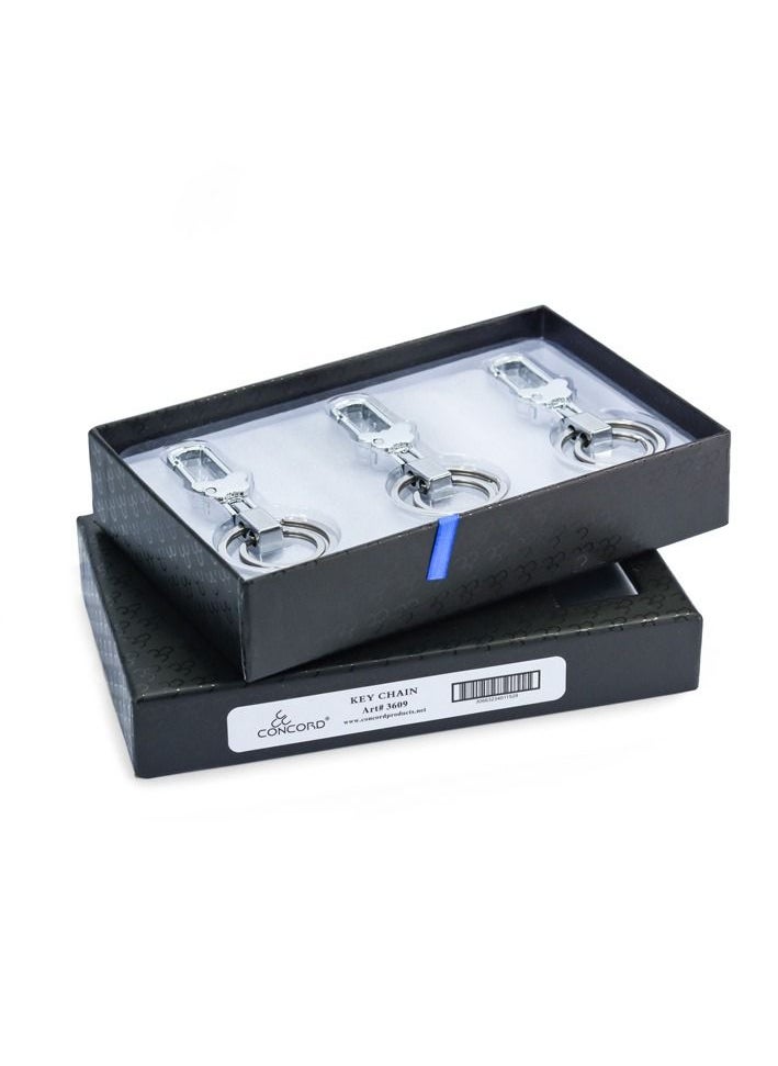 CONCORD Keychain stainless steel  3 + 3 pcs in 1 box  / silver  - Image 3