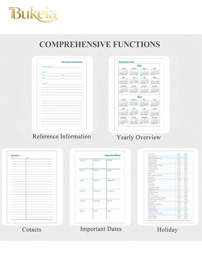 Bukela Planner Notebook 2026-2027, Month Weekly Planner Runs JAN 2026 to JUNE 2027, 2026-2027 Planner with Pen Loop, Back Pocket and Stickers, 18 Months Planner, Monthly Planners 2026-2027 - Image 5