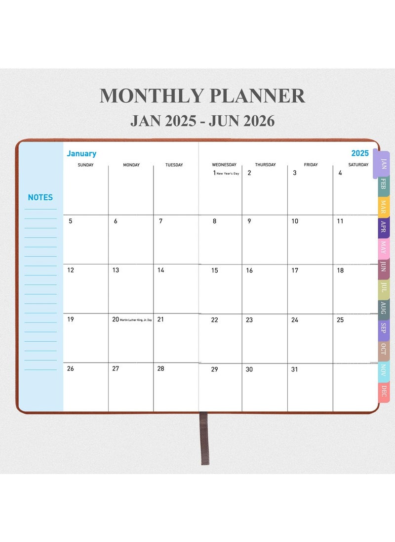 Bukela - Planner Notebook 2025-2026, Month Weekly Planner Runs JAN 2025 to JUN 2026, 2025-2026 Planner with Pen Loop, Back Pocket and Stickers, 18 Months Planner, Monthly Planners 2025-2026 - Image 1