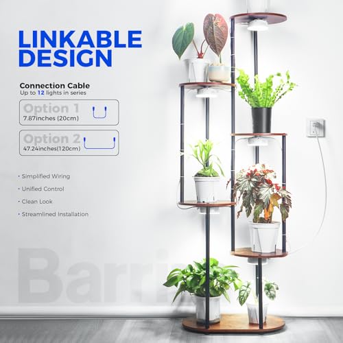 Barrina Orbgrow OG09 Puck Grow Light, 5000K 18W(2 x 9W, 270 Watt Equiv), Full Spectrum Plant Light for Indoor Plants, Magnetic & Linkable with Timer, 5 Levels Dimmable for Plant Shelf, 2 Packs - Image 2