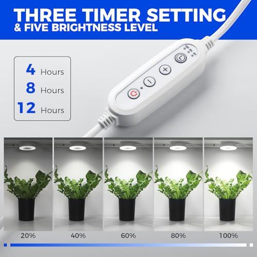 Barrina Orbgrow OG09 Puck Grow Light, 5000K 18W(2 x 9W, 270 Watt Equiv), Full Spectrum Plant Light for Indoor Plants, Magnetic & Linkable with Timer, 5 Levels Dimmable for Plant Shelf, 2 Packs - Image 4