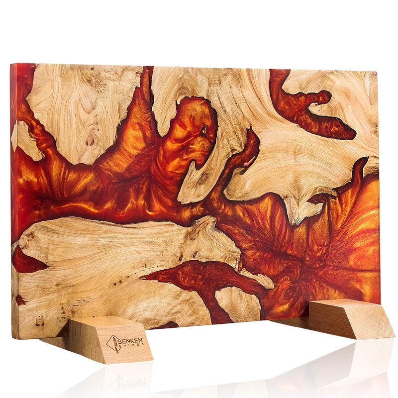 Senken Knives SENKEN Red Tsunami Extra Large Magnetic Knife Block Holds Up to 16 Knives Knife Block without Knives Universal Knife Holder Beautiful Red Resin Burl Wood Blend Crimson Red Resin Blend - Image 2