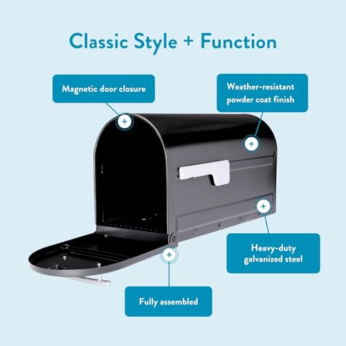 Architectural Mailboxes 7900-7B-SR-10 Boulder Postmount Mailbox, Large, Black - Image 3