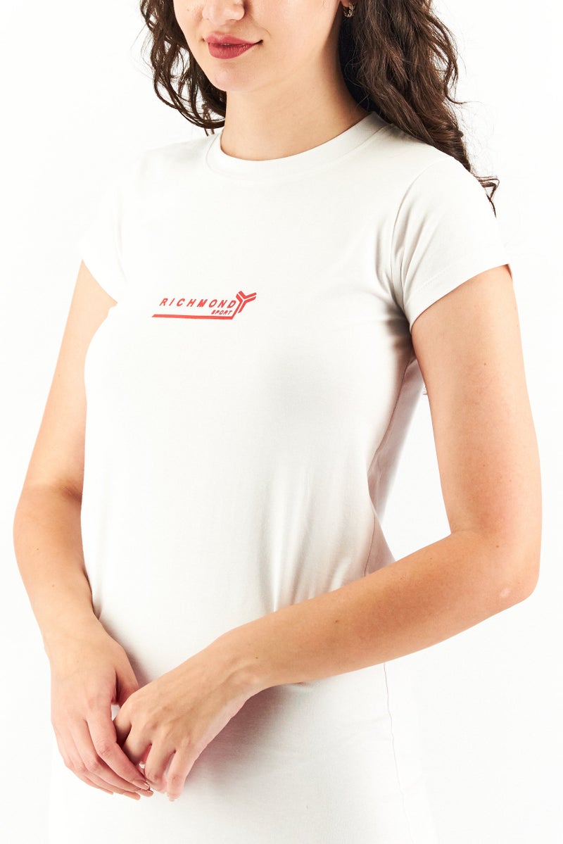 JOHN RICHMOND Women Sportswear Fit Short Sleeve Outdoor Shirt Dress, White - Image 3