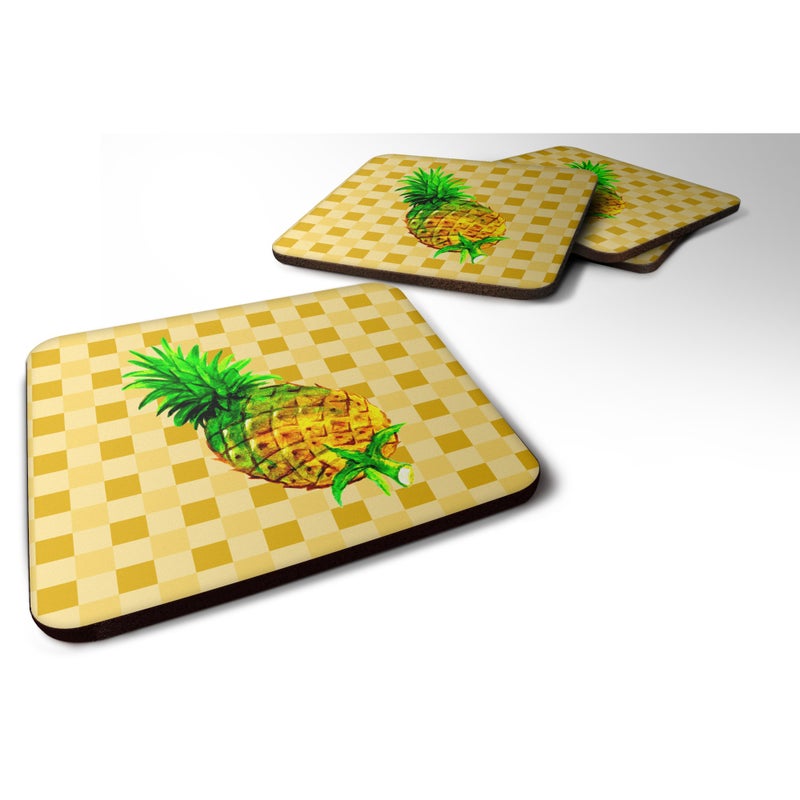 Caroline's Treasures ""Caroline's Treasures Whole Pineapple on Basketweave Decorative coasters  3.5  Multicolor"" 