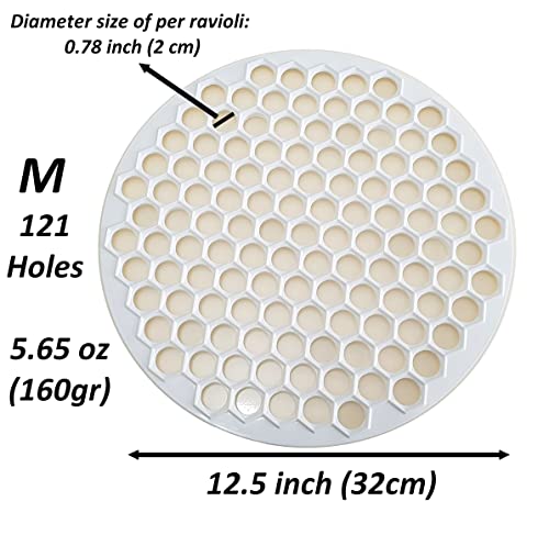 trmaker Pratic Circle (Small Holes) Ravioli Mold for Small Ravioli (121 small dough rounds) - 12.5"/32cm Dough Cutting Apparatus 121 Holes - Ravioli Cutter for Turkish Ravioli or Manti - White - Image 3