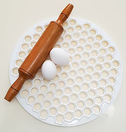 trmaker Pratic Circle (Small Holes) Ravioli Mold for Small Ravioli (121 small dough rounds) - 12.5"/32cm Dough Cutting Apparatus 121 Holes - Ravioli Cutter for Turkish Ravioli or Manti - White - Image 2