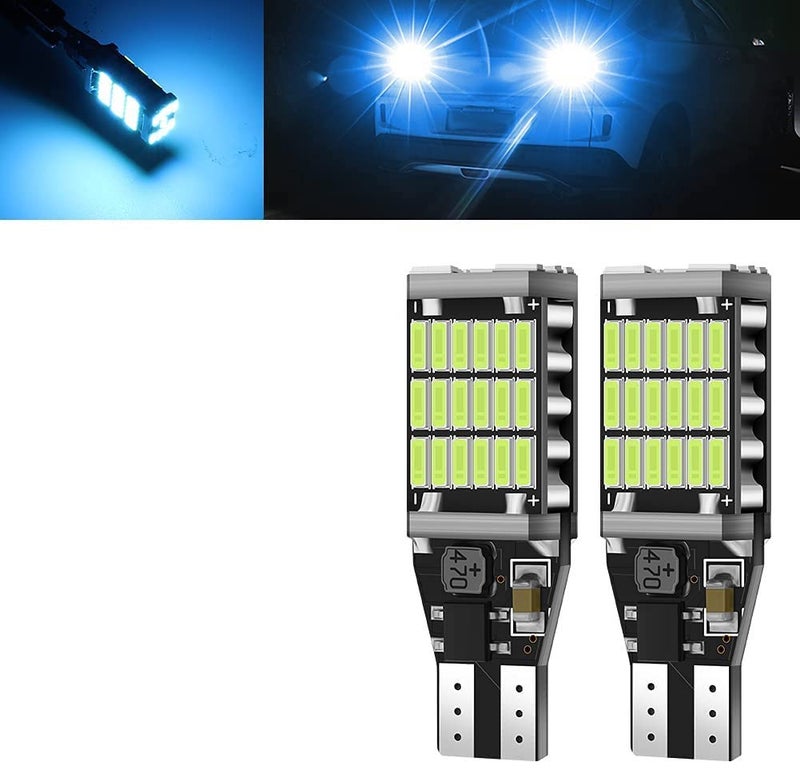 Automaze T15 W6W 912 921, LED Car Truck Backup Reverse Lights, 4014 Chipset 45 SMD (Ice Blue) - Image 2