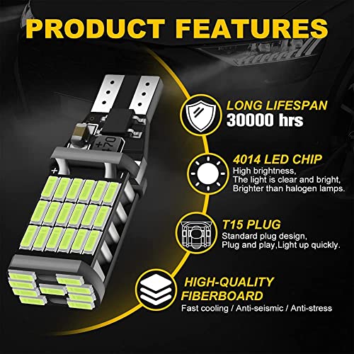 Automaze T15 W6W 912 921, LED Car Truck Backup Reverse Lights, 4014 Chipset 45 SMD (Ice Blue) - Image 4