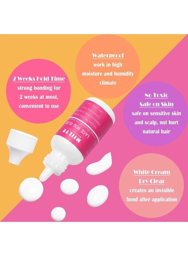 MIILYE Wig Adhesive and Glue Remover Set, Invisible Waterproof MIILYE Hair Replacement Bonding Glue + Solvent, Light Hold for Lace Front Wig and Poly Hairpieces, Toupee, Cosmetic Hair Systems - Image 2