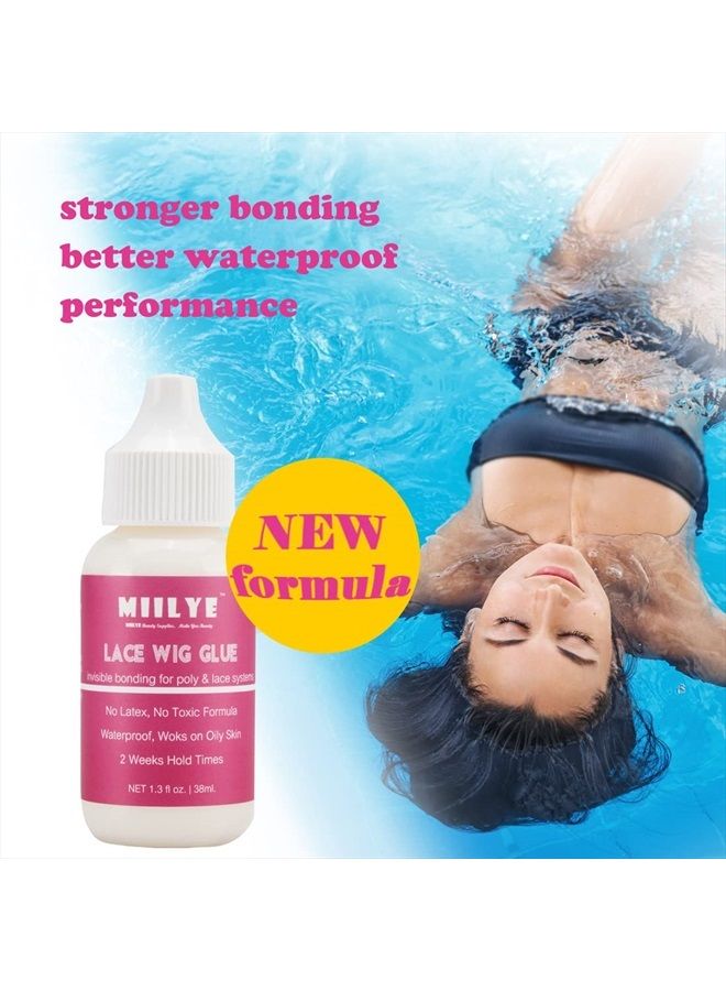 MIILYE Wig Adhesive and Glue Remover Set, Invisible Waterproof MIILYE Hair Replacement Bonding Glue + Solvent, Light Hold for Lace Front Wig and Poly Hairpieces, Toupee, Cosmetic Hair Systems - Image 4