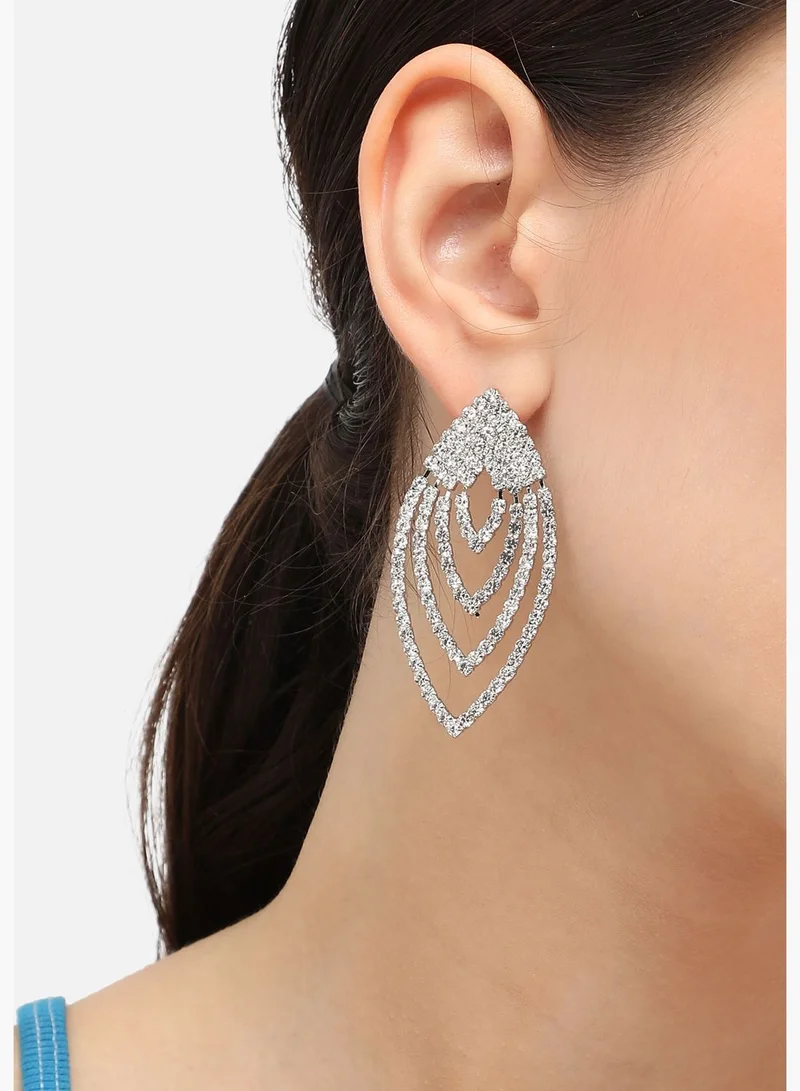SOHI Silver Plated Designer Stone Party Drop Earring For Women