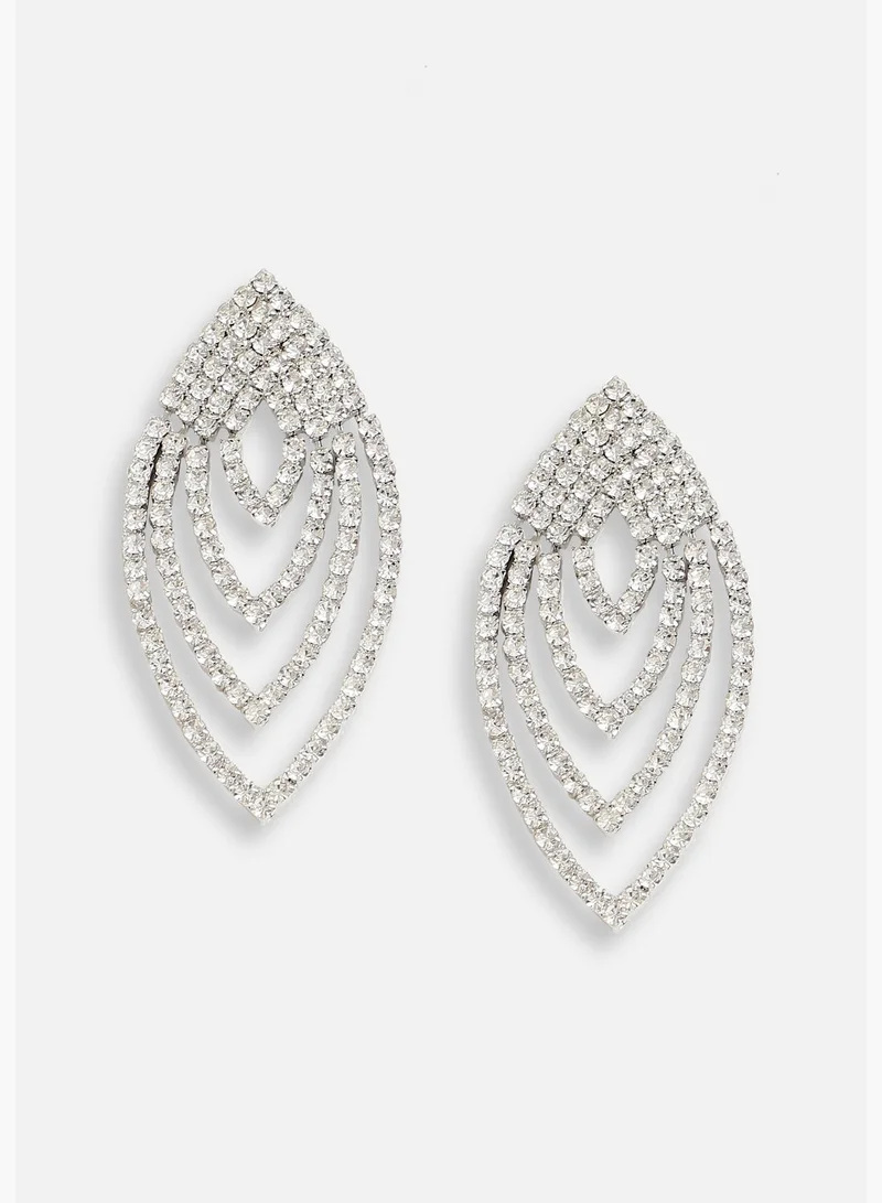 SOHI Silver Plated Designer Stone Party Drop Earring For Women