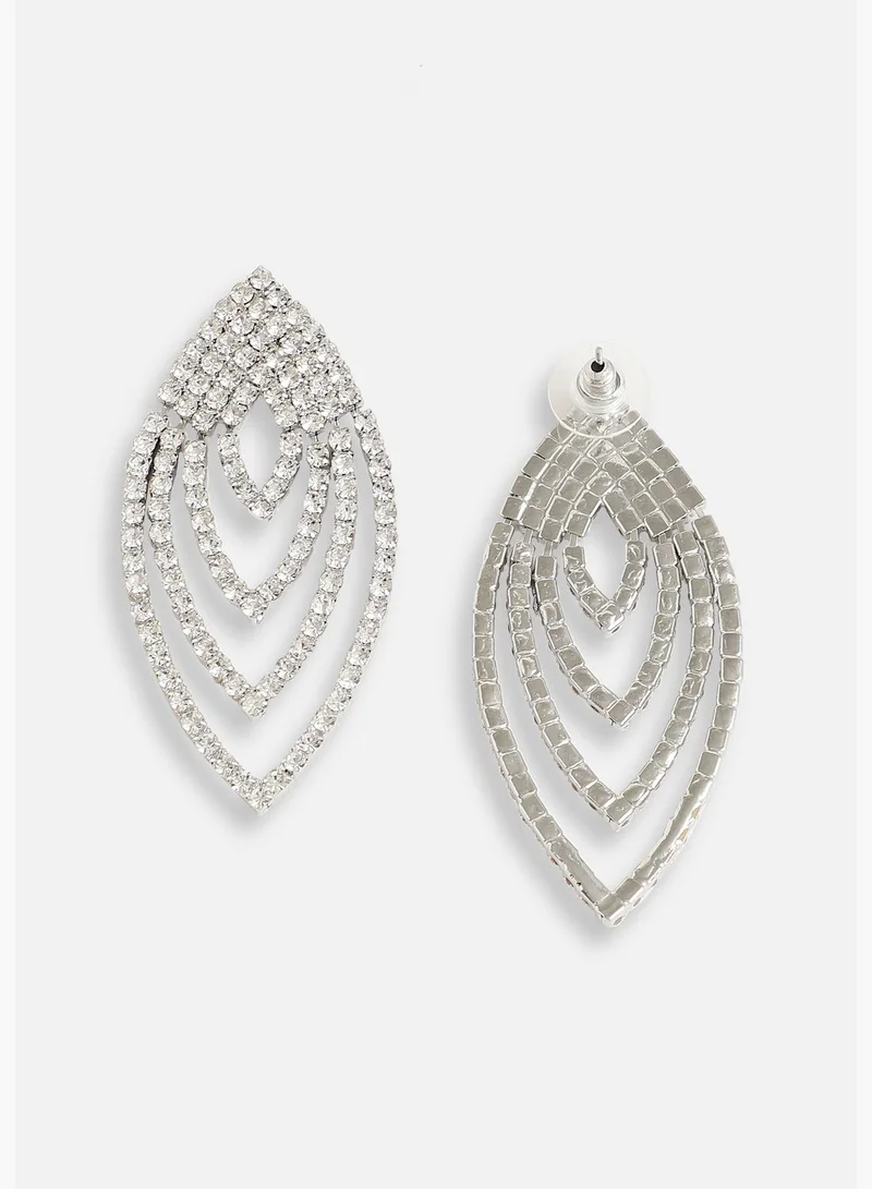 SOHI Silver Plated Designer Stone Party Drop Earring For Women