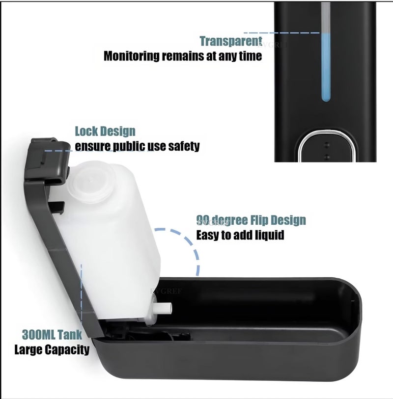 EVGREF Liquid Soap Dispenser 350 ML (Black) (Set of 1) - Image 3