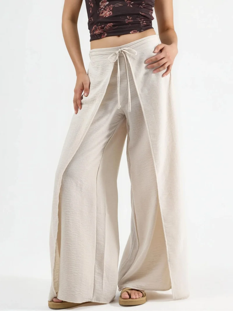 بوسيم BUSEM Drawstring Waist Crepe Trousers with Tie Detail