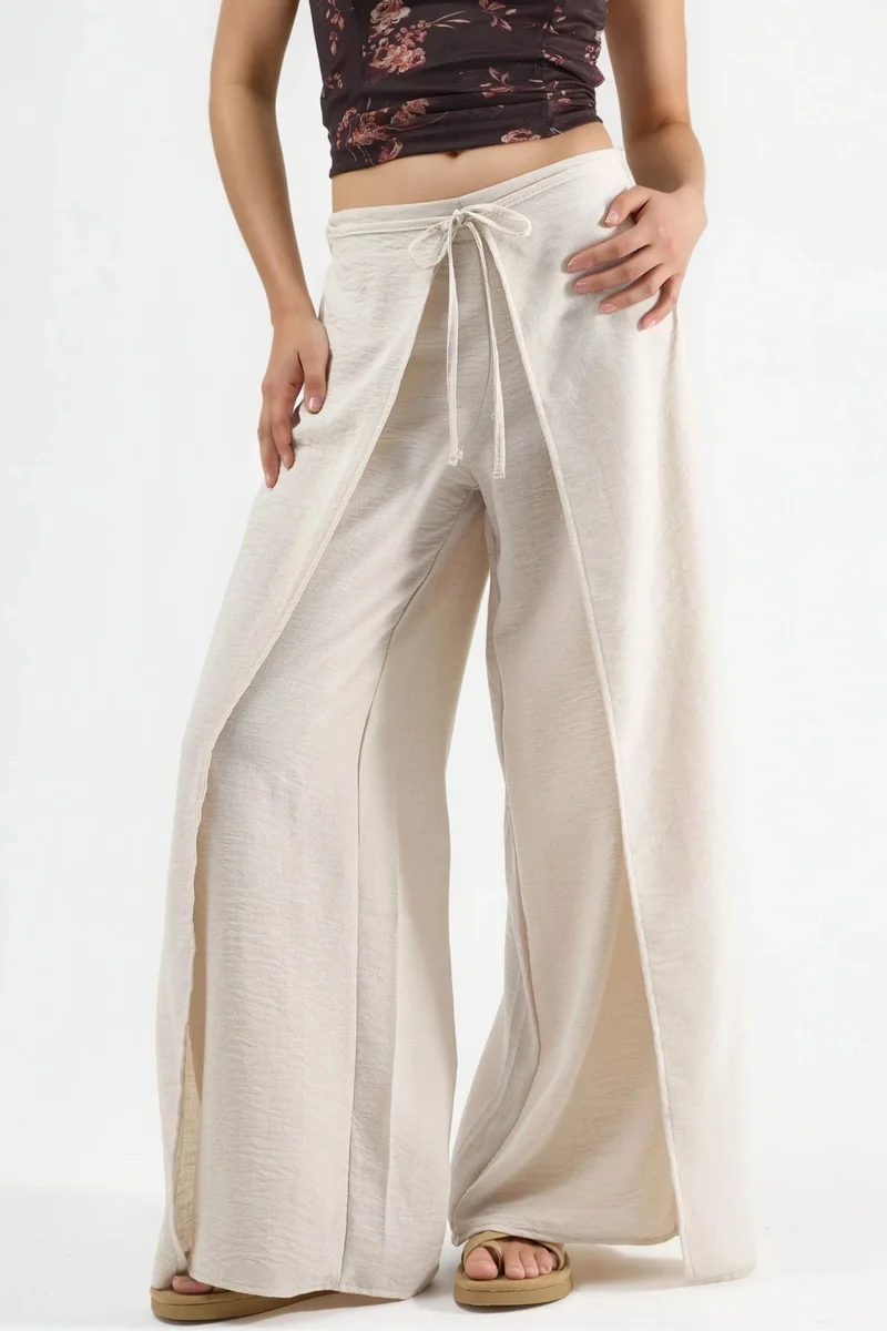 بوسيم BUSEM Drawstring Waist Crepe Trousers with Tie Detail