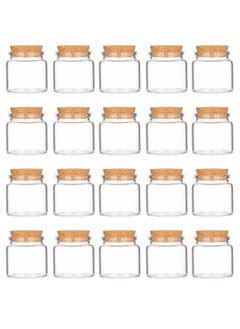 20 Pcs Cork Stoppers Glass Bottles 50ml Yogurt Pudding Bottle Mini Mason Jar Small Glass Bottles With Cork Lid for Wedding Favors Wishing Bottles