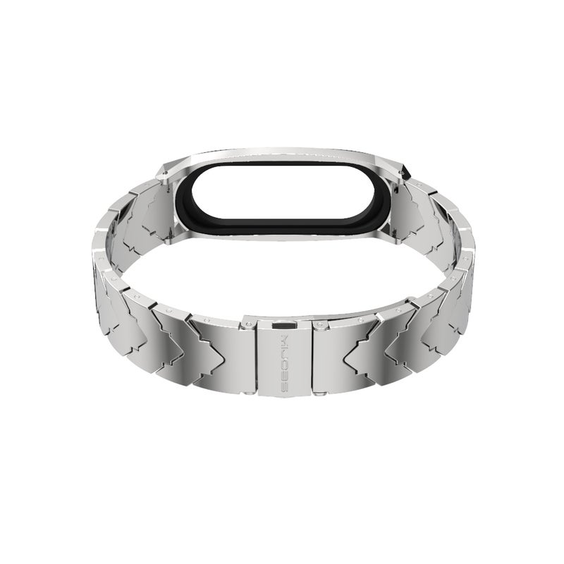 erorex For Xiaomi Mi Band 6 / 5 / 4 / 3 Gt Metal Stainless Steel V Type Watch Band(Silver) - Image 4