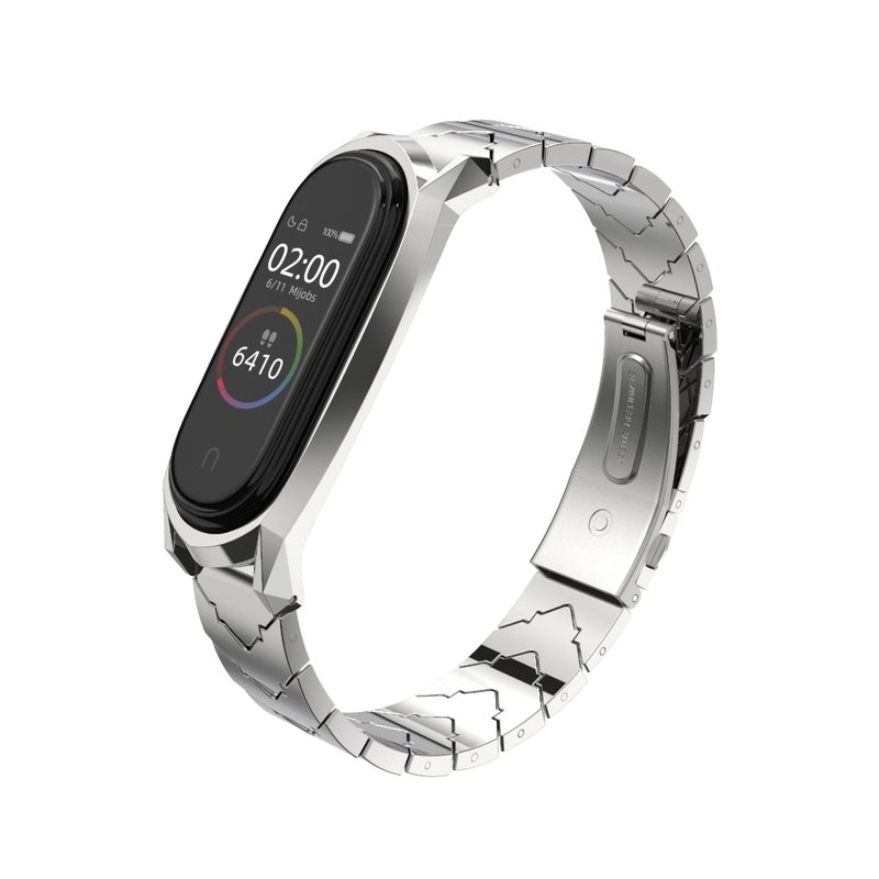erorex For Xiaomi Mi Band 6 / 5 / 4 / 3 Gt Metal Stainless Steel V Type Watch Band(Silver) - Image 2