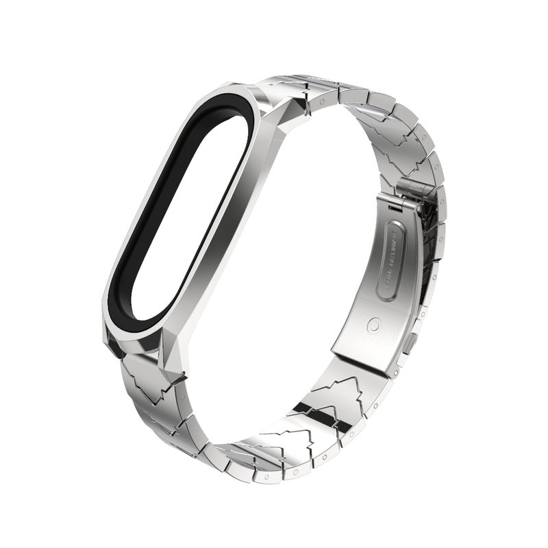 erorex For Xiaomi Mi Band 6 / 5 / 4 / 3 Gt Metal Stainless Steel V Type Watch Band(Silver) - Image 1