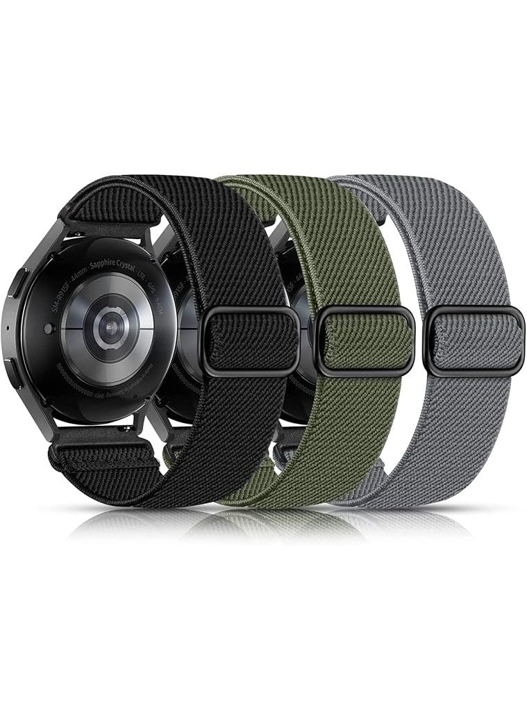 Elastic Bands Compatible with Samsung Galaxy Watch 8 7 6 5 4 40mm 44mm/Galaxy Watch 8 Classic 6 4 Classic 43mm 47mm 42mm 46mm/5 Pro Band 45mm/Active 2,3 Pack 20mm Adjustable Nylon Sport Band