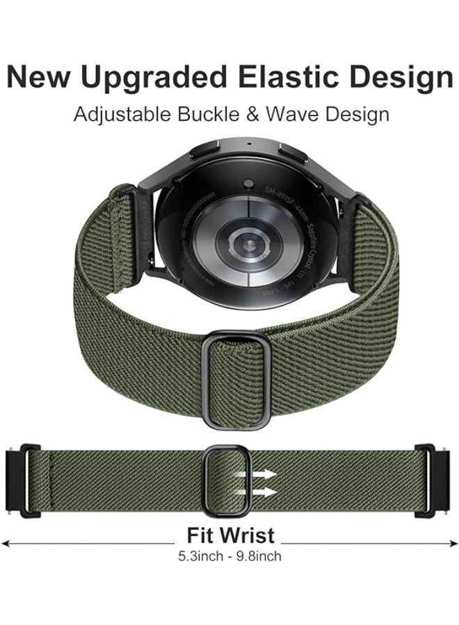 Elastic Bands Compatible with Samsung Galaxy Watch 8 7 6 5 4 40mm 44mm/Galaxy Watch 8 Classic 6 4 Classic 43mm 47mm 42mm 46mm/5 Pro Band 45mm/Active 2,3 Pack 20mm Adjustable Nylon Sport Band - Image 2